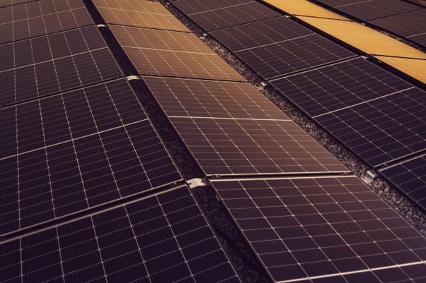 Solar energy panels used by sustainable apparel manufacturers in India.